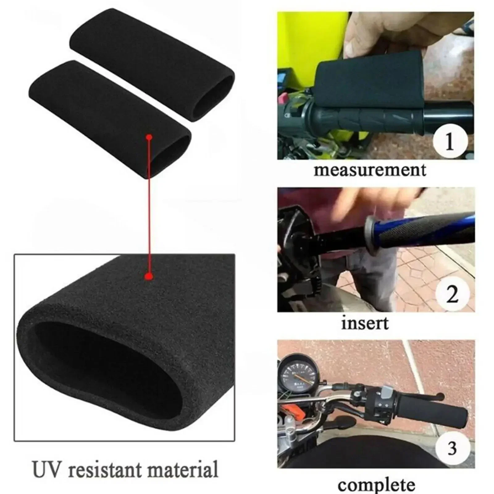 

Black Plain Motorcycle Hand Protector Foam Cuffs Motorcycle Handlebar End Anti Vibration Cover Grips Motorbike Handle Grip