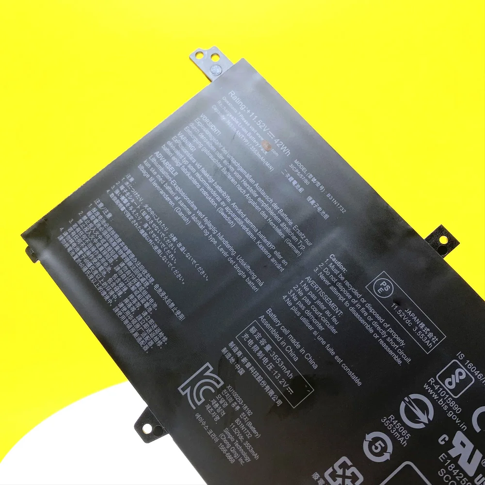 Imagem -05 - Nova Bateria do Portátil B31n1732 para Asus Vivobook X430fn X430ua X430uf X430un X430fa X571g X571lh X571gt B31bi9h 11.52v 42wh