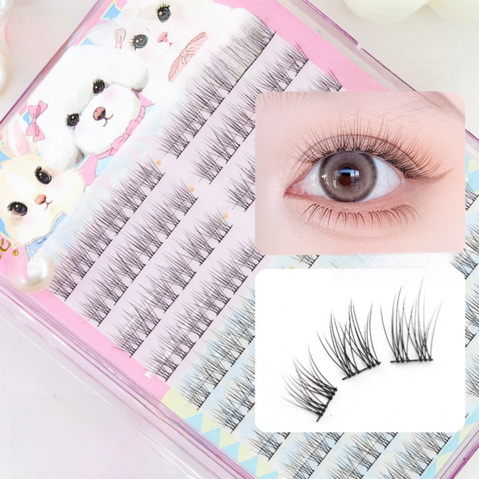 Ultra Natural False Eyelashes individual cluster Black 10-12mm Mixed C Curly Volume Dramatic Look Fluffy Lashes For Women