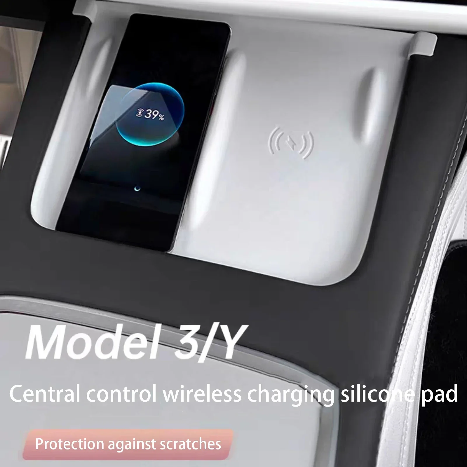 For Tesla Model 3 Model Y Center Control Console Wireless Charger Anti-Skid Silicone Cover Mat Interior Cars Accessories
