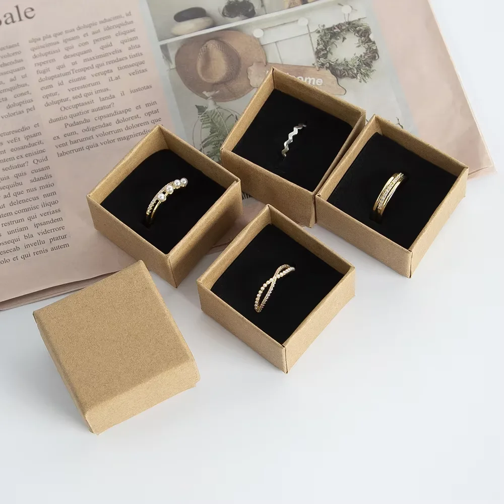 10Pcs Kraft Paper Ring Storage Boxes, Gift Packaging