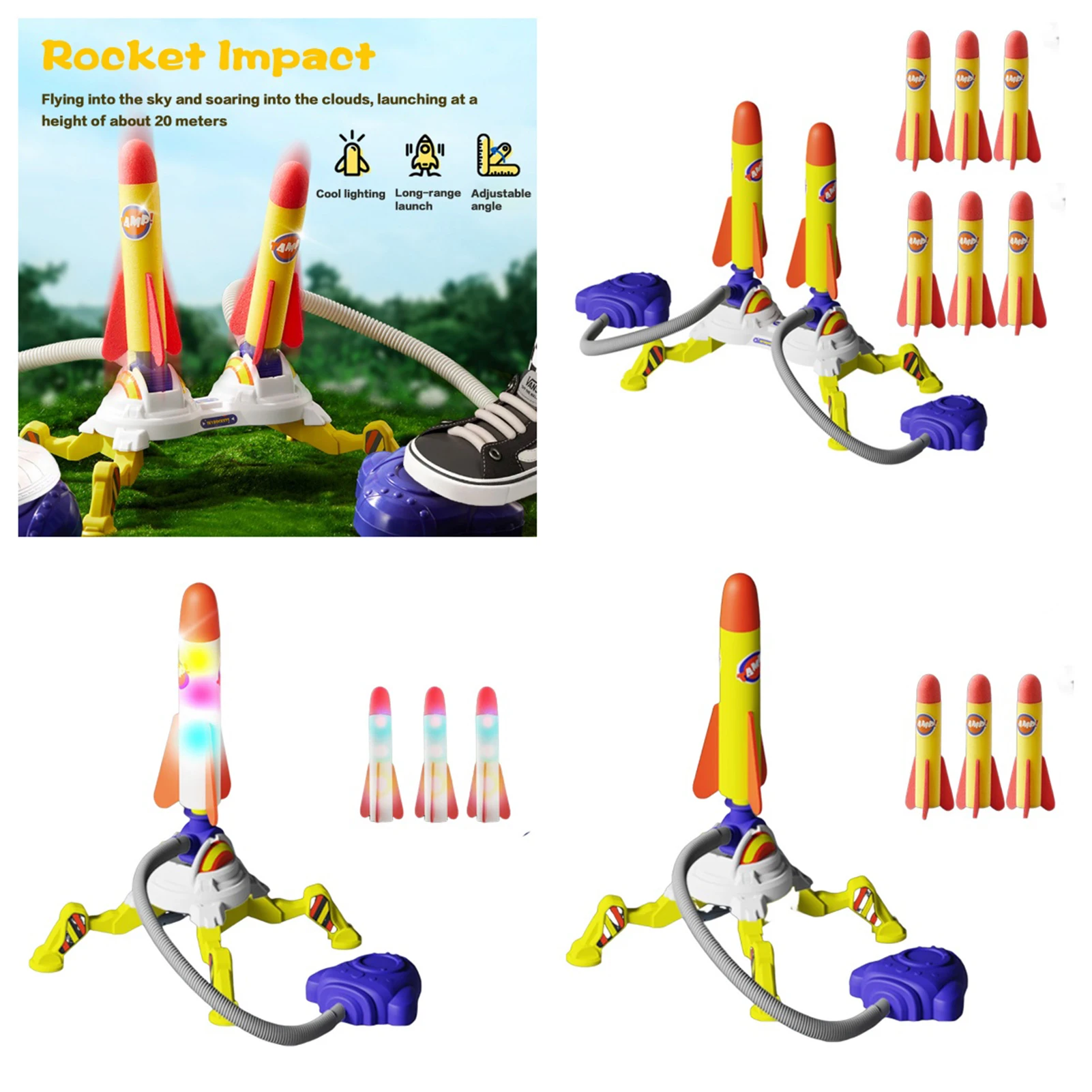 

New Hot Foot Rockets Launching Toys Funny Foot-stepping Small Rockets Outdoor Toys for Indoor Outdoor Entertainment Equipment