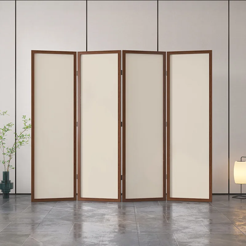 Screen partition shade living room hotel office modern simple folding mobile folding screen cotton linen plain color