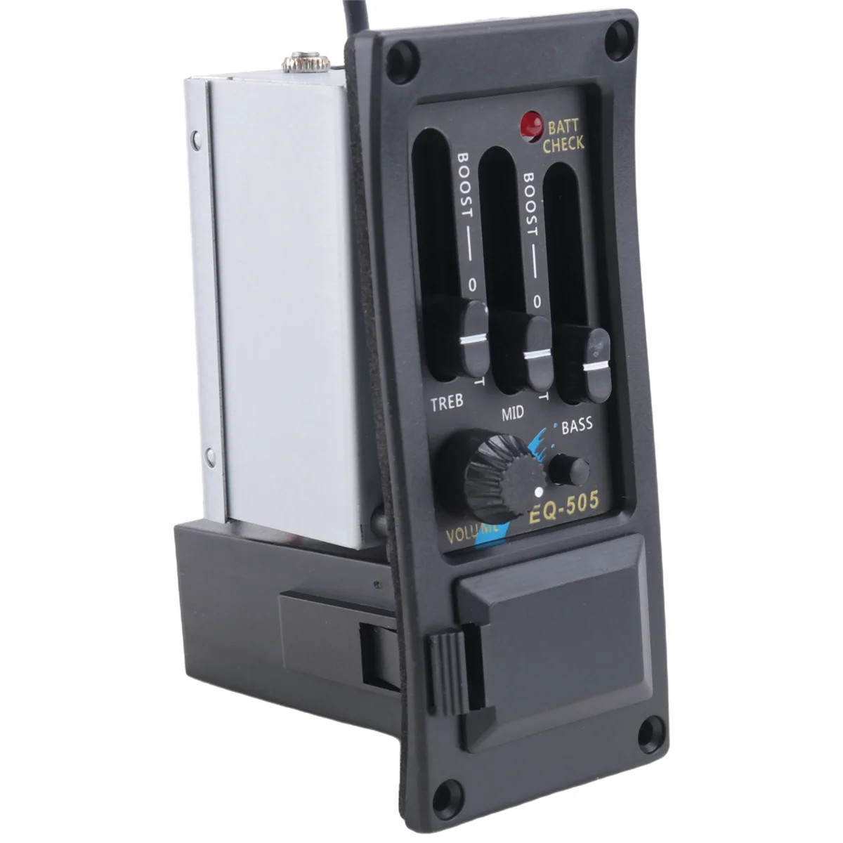 EQ-505 Gitarrensattel-Tonabnehmer, 3-Bänder, EQ-Equalizer, Vorverstärkersystem für die linke Hand, Equalizer Piezo Rich