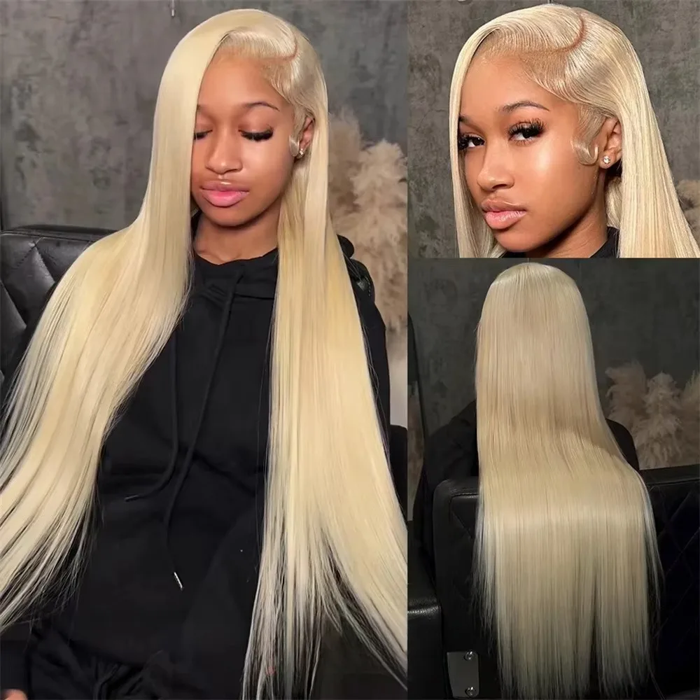 13x6Blonde 200Density Bone Straight Hd Transparent 613Lace Frontal Wig 36Inch Brazilian 100%Human Hair Lace Front Wigs For Women