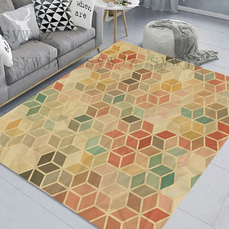 

Fashion Retro Geometric Home Living Room Carpet Bedroom Room Decoration Non-slip Floor Mat Bedroom Corridor Porch Door Mat