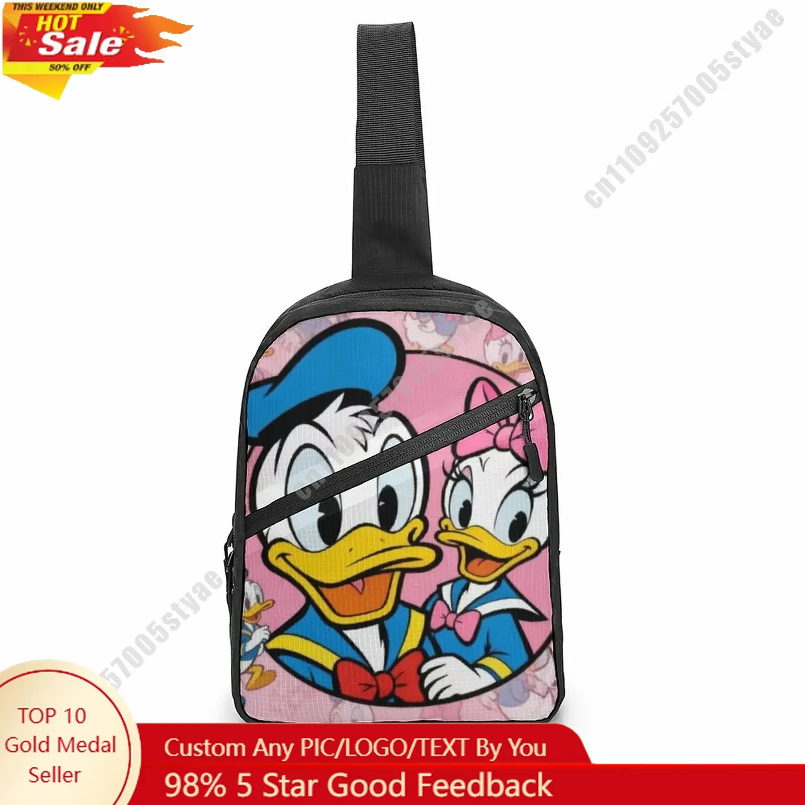

Donald Duck And Daisy Duck Chest Bag Disney Customized Personalized Photos Text Logo Lightweight Travel Waterproof Shoulder Bag