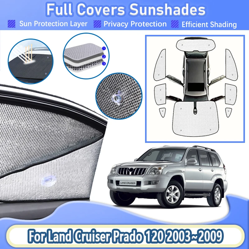 

Car Windows Sunshades For Toyota Land Cruiser Prado J120 2003 2004 2005 2006 2007 2008 2009 Windshield Visors Covers Accessories