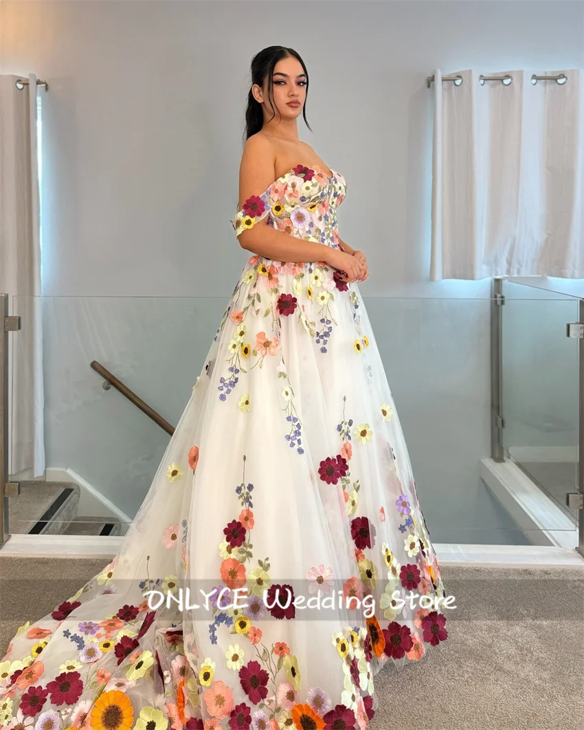 New Design 2025 Mermaid Wedding Gowns Off Shoulder Colorful Appliques Bridal Robe Prom Party Gown Customized