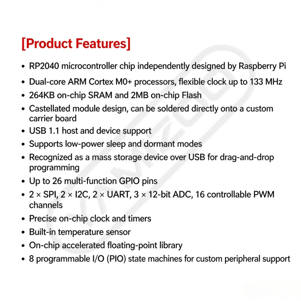 Kompatibel mit der Raspberry Pi Pico Entwicklerplatine, Raspberry Pi PICO Dual-Core RP2040, unterstützt Python. – Detail 2