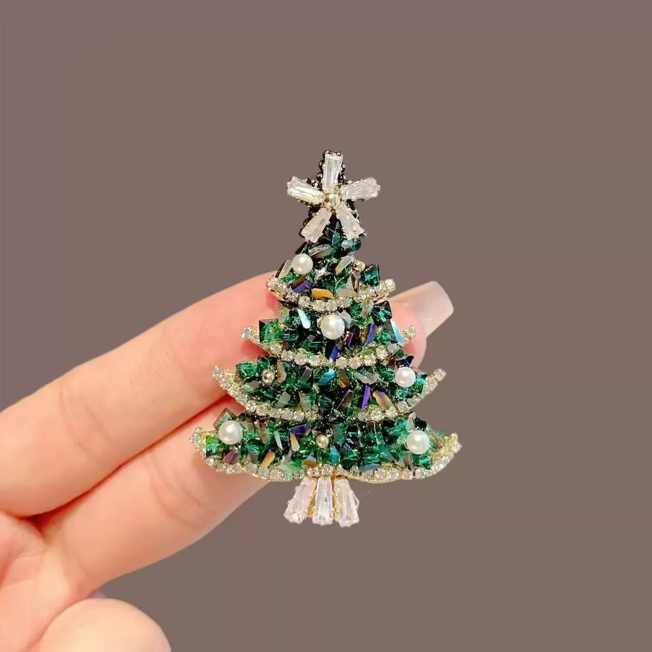 Crystal Christmas Tree Brooches for Women Unisex Plant Pins Multi-color Available Holiday Party Accessories Gifts