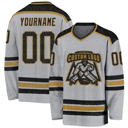 Camiseta de Hockey sobre hielo para hombre y mujer, Jersey de entrenamiento de competición con logotipo de nombre y número, impresión 3D personalizada, Gary