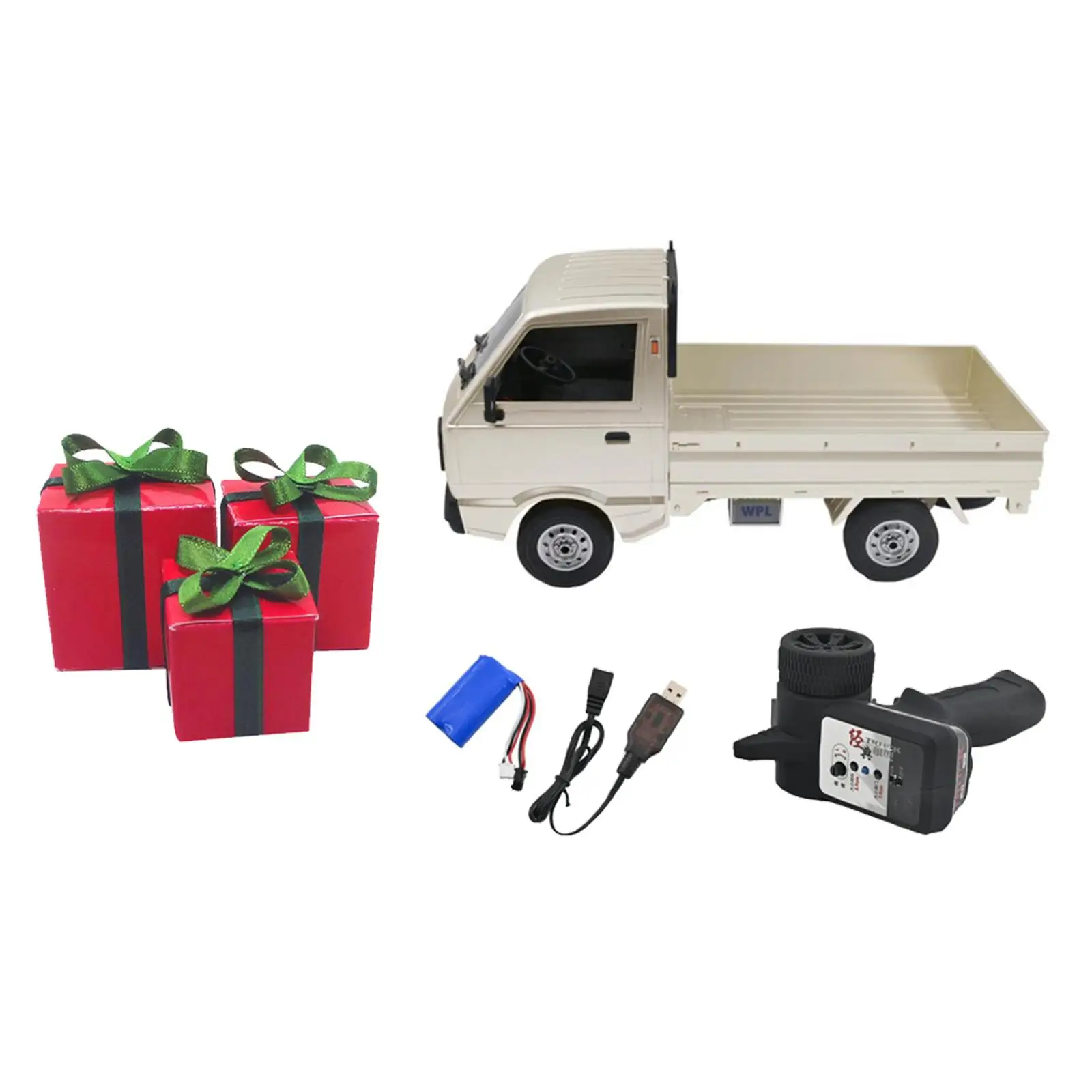 WPL D12 RC Truck, 1:10 brossé, moteur 260, lumière LED, voiture d'escalade variable, jouets RC