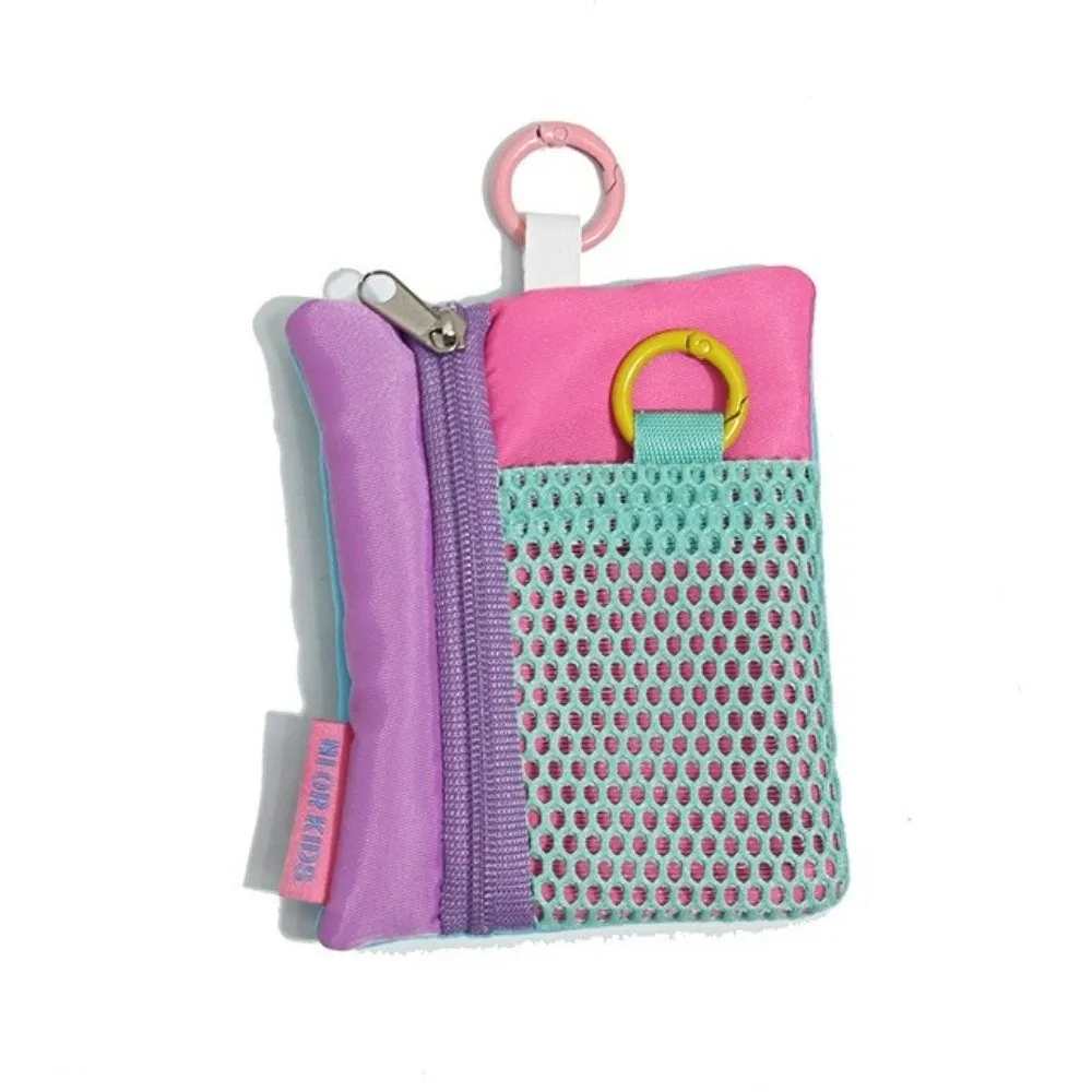 New Contrasting Mesh Cosmetic Bag Zipper Portable Storage Pouch Lightweight Card Bag for Commute Travel Use