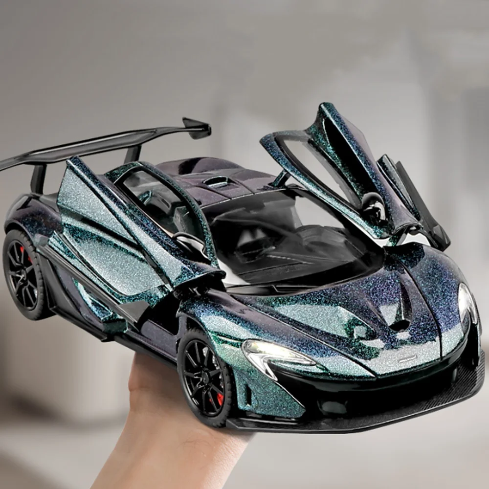 1:24 Alloy P1 720S Model Toys Diecast Sports Car Front Wheel Steering Doors Opened Sound Light Pull Back Friend's Birthday Gift