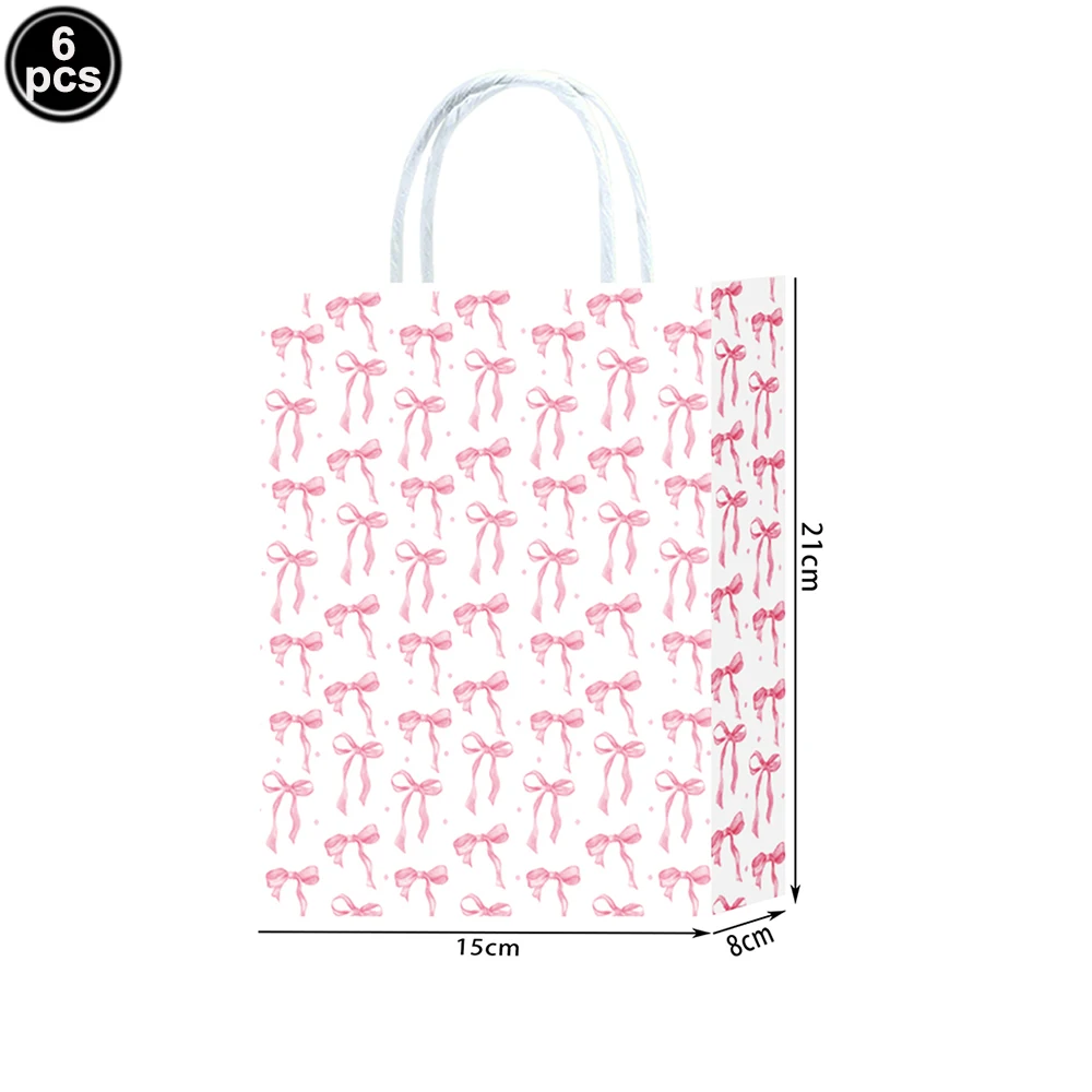 Rosa Schleife Partyzubehör Tassen Teller Serviette Geschenktüte Popcorn Box Essen Tablett Tischdecke Rosa Schleife Geburtstagsthema Partydekorationen – Detail 9