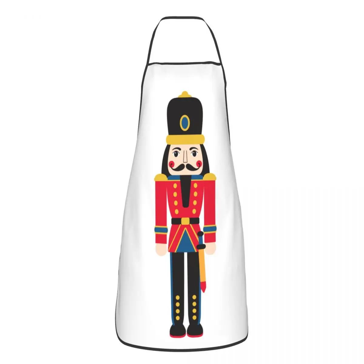 Funny Nutcracker Doll Bib Apron Unisex Kitchen Chef Cartoon Christmas Soldier Toy Tablier Cuisine for Cooking Baking Painting