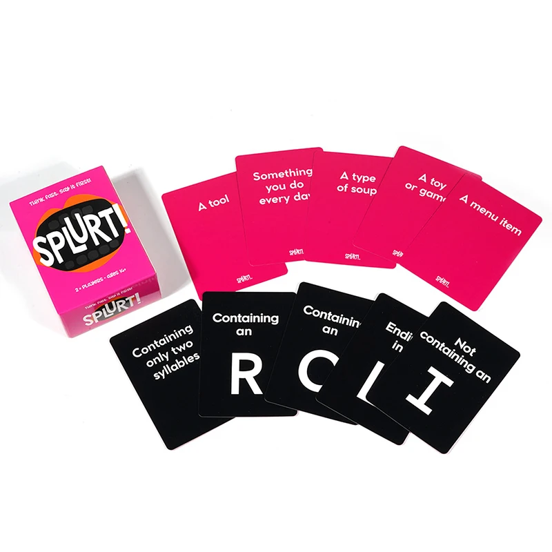 Splurt! Think Fast Say It First! Portable Party Card Game Pink Board Game Christmas Birthday Party Game Gifts