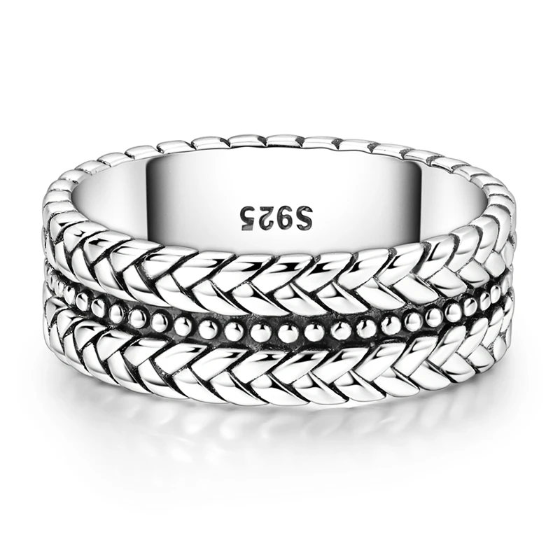 Original 925 Sterling Silver Sparkling DoubleLayer Braided Texture Ring For Women Girls Jewelry Birthday Anniversary Gifts