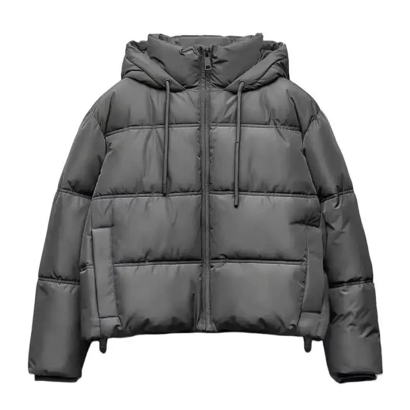 가을 겨울 새로운 여성 캐주얼 따뜻한 코튼 자켓 짧은 후드 코트 여성 패션 긴 소매 의류