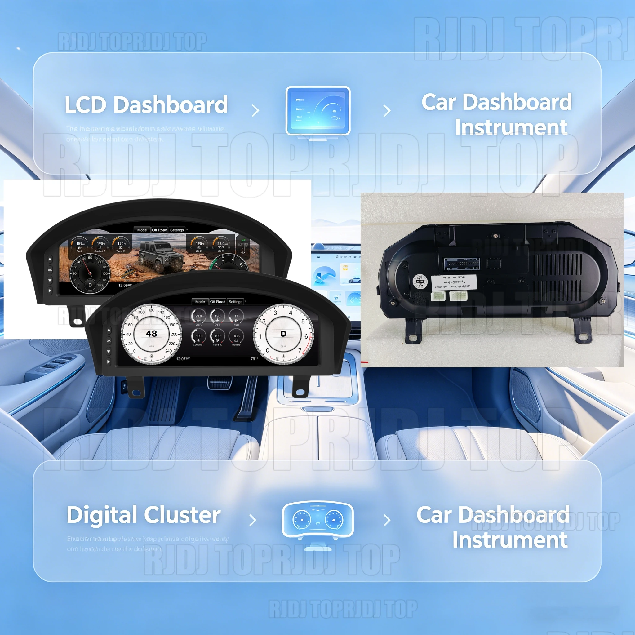 New Design Car Digital Cluster LCD Dashboard Auto Speedometer Linux System Instrument Panel For Land Rover Defender 2007-2016