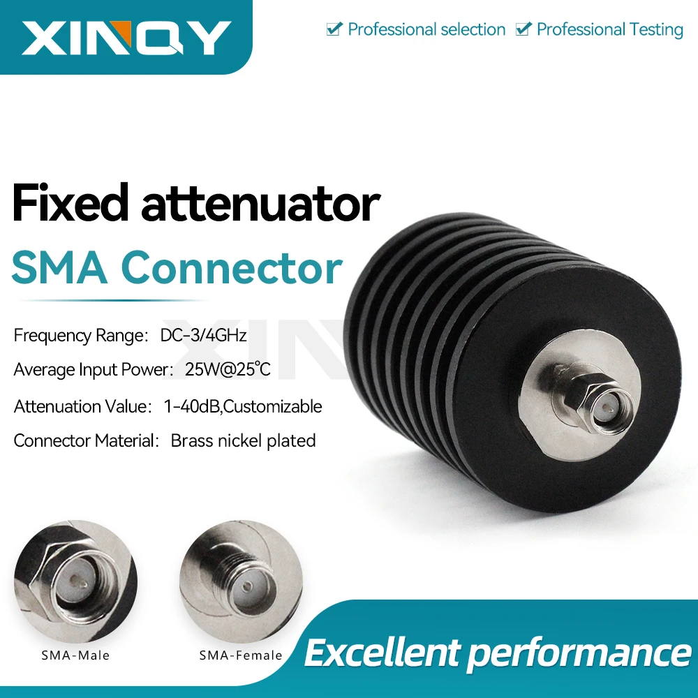 xinqy-dc-3ghz-25w-sma-coaxial-fixed-attenuator-1-3-5-6-10-20-25-30-40db-vswr-125