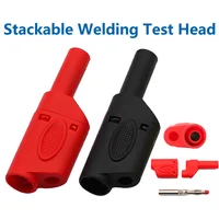 20 piezas/4mm negro rojo macho funda retráctil apilable conector Banana cubierto totalmente aislado cable de seguridad conector de soldadura