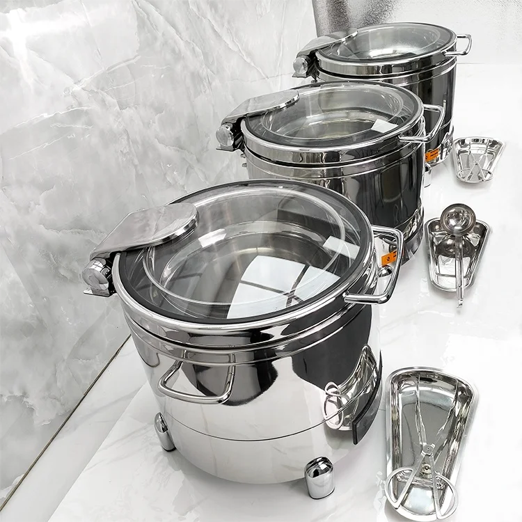 

Popular Commercial Restaurant Electric Soup Pot New Stainless Steel Round Design With Heat Soup Warmer And Glass Lid