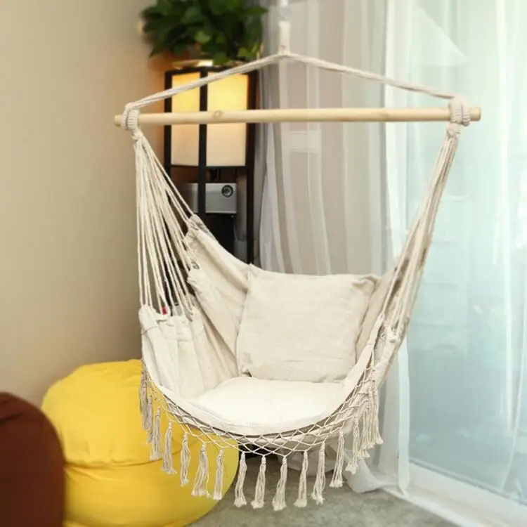 Hammock Camping Outdoor Furniture Hanging Rope Hammock Chair Swing With Pillow Garden Hanging Hammock Swing Chair Lazy Bed