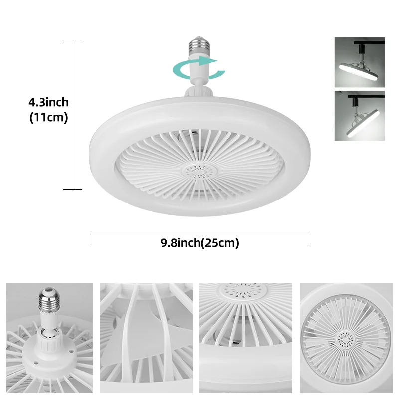 Ceiling Fan With Light And Remote Control 30W 24W Ceiling Fan Focus E27 Base For Kids Room Tool Room Bedroom Silent 110V 220V