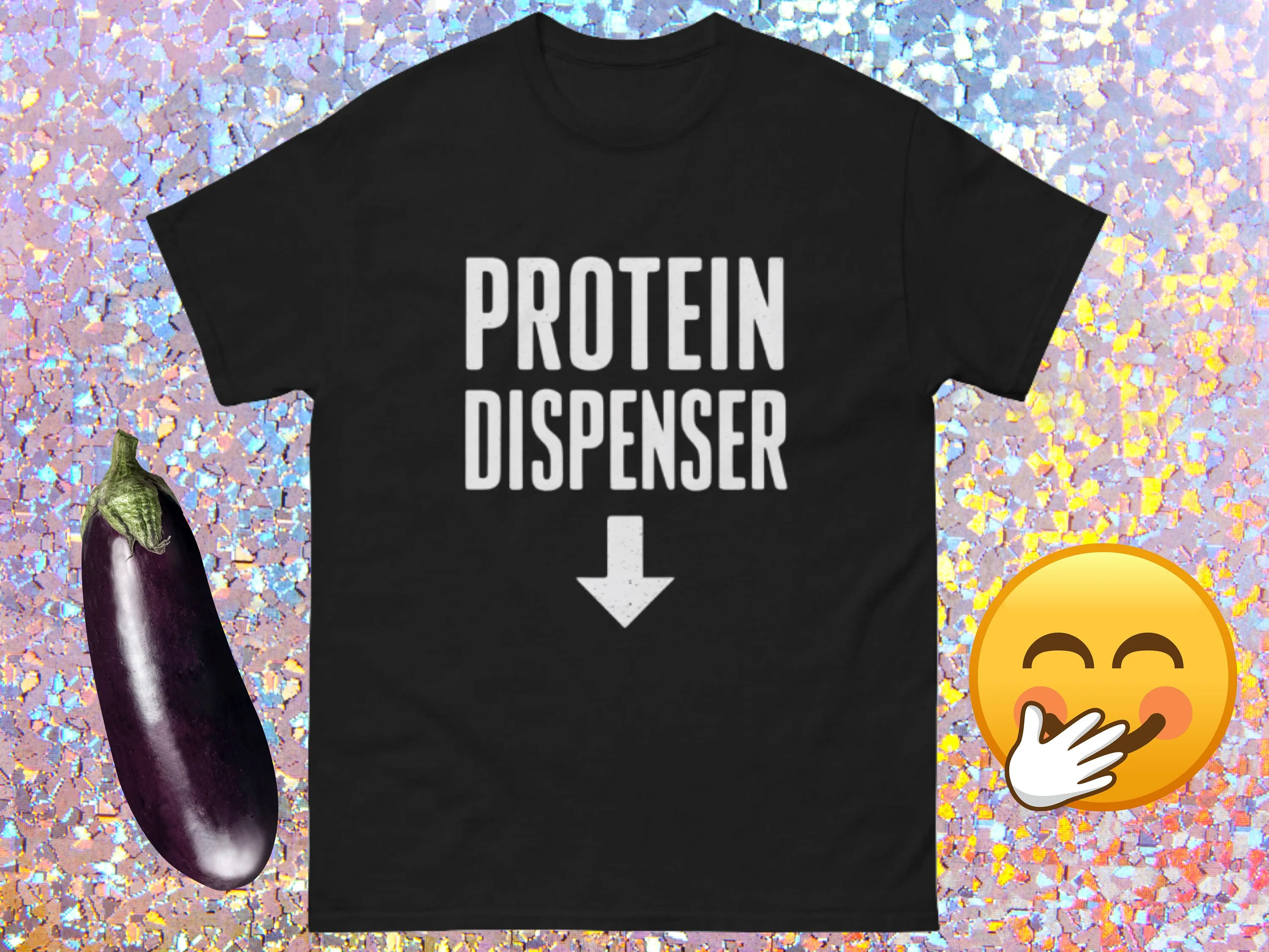 Protein Dispenser T Shirt Shake Mens Funny Rude Gym Bodybuilding Top For Gay Man Present Dad Husband Boyfriend