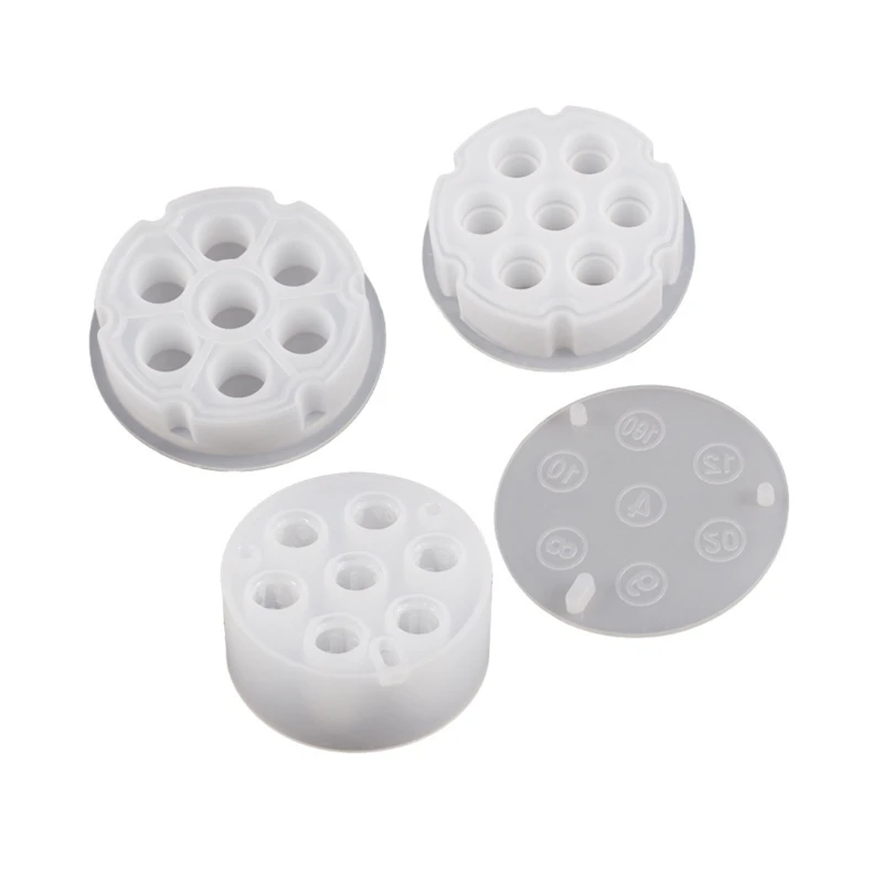 DIY Crystal Epoxy Mold 7 Holes Dices Fillet Resin Molds Silicone Mould Digital Game Crafts Round Gypsum Cement Mold Decor