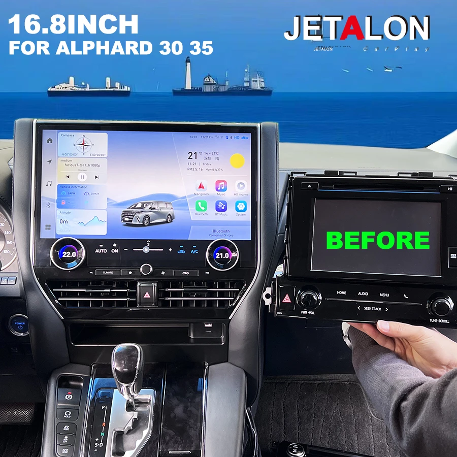For Toyota Alphard Vellfire 30 35 Series A30 2015-2023 Upgrade 40 Carplay Car Radio Stereo Android Multimedia Video Player 16.8