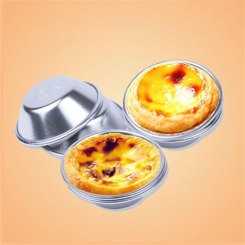 10 PCS Tart Pans Mini Molds Pastry Mold Aluminum Alloy Material Eggs Tart Molds Non Small Cupcake Mold for Baking Lover