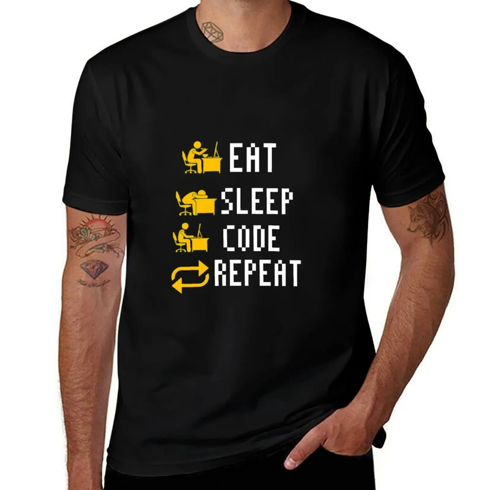 Eat sleep code repeat, cute and funny gift for a programmer, son, wife, husband, daughter, father! T-Shirt