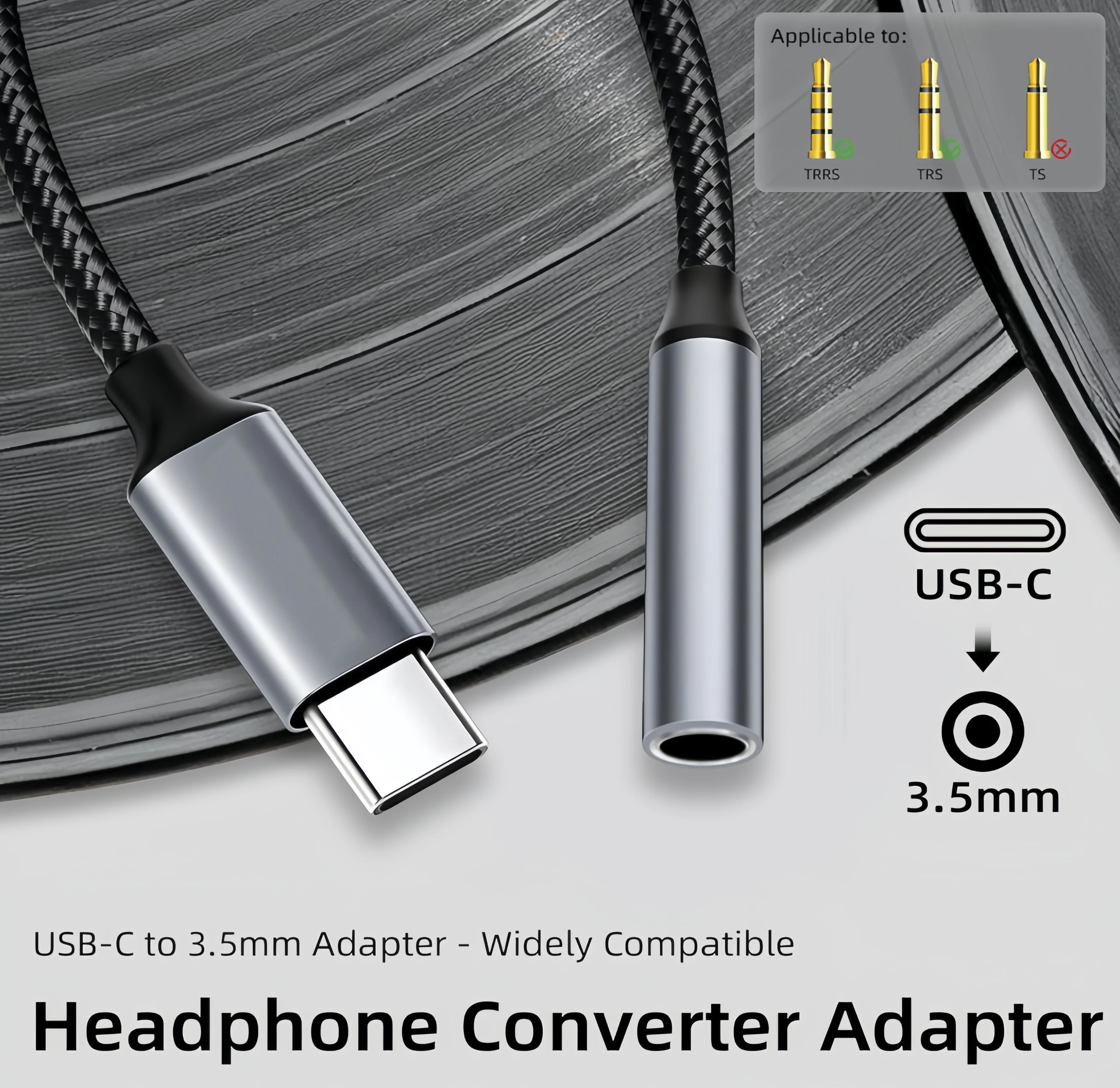 3.5mm 1/8 Inch Aux to USB C Audio Headphone Jack Adapter - Type C/USBC