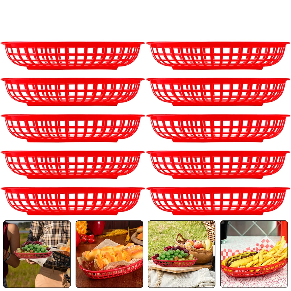 

10 Pcs Chips Snack Basket Food Tray Holder Sundries Container for Fruit Decorative Plastic Bread Catering