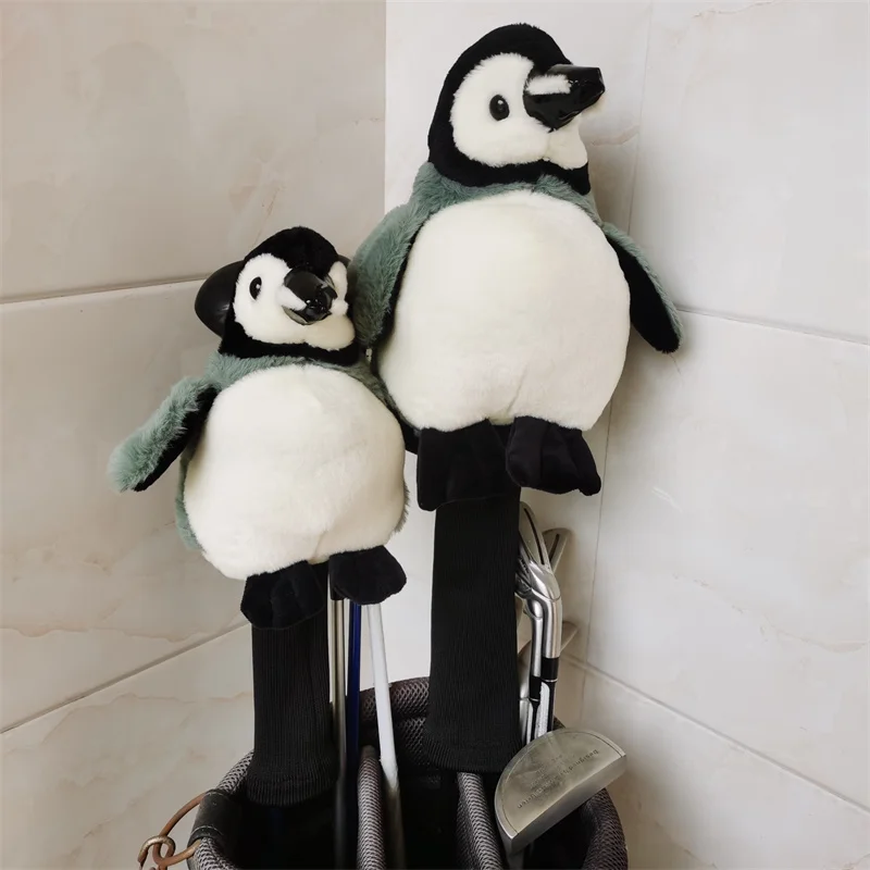 Penguin golf wood headcovers plush 460cc driver fairway woods head covers large stock Drop shipping