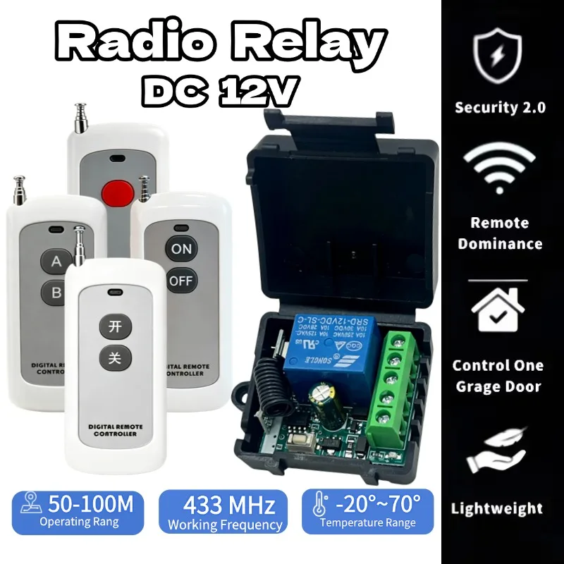 DC 6V 9V 12V 24V RF Relay Module Remote Control Switch 433Mhz Button Wireless Kit for LED Lamp Bulb Gate Door Fan