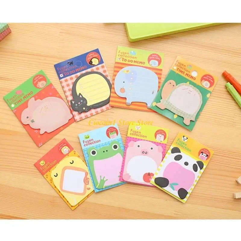 A3PC 10 PCS Lovely Stickier Motos Pad Cartoon Animal Stickier Note Note Note Pad para escuela