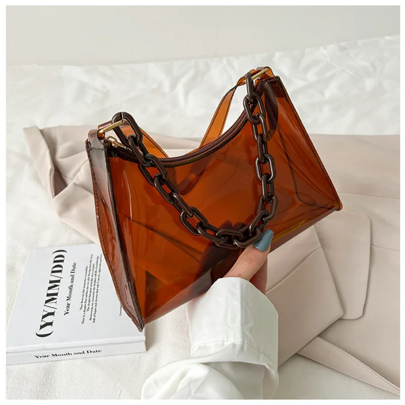 

Women Handbags Shoulder Bag Fashion Messenger Casual New Small Jelly Purse Solid Color Transparent Armpit Single Mini Crossbow