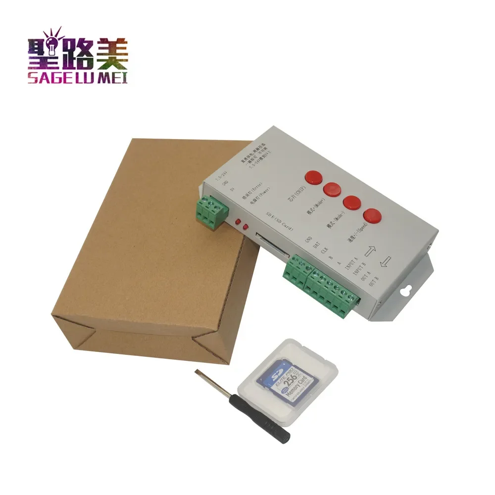 high quality T1000S SD Card WS2801 WS2811 WS2812B LPD6803 LED 2048 Pixels Controller DC5~24V T-1000S RGB Controller