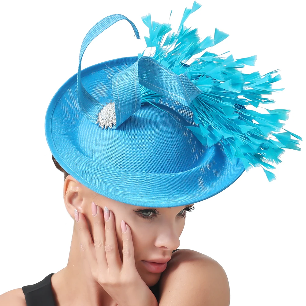 

Colorful Imitation Sinamay Fascinator Hat Women Wedding Headpiece Church Party Headwear Ladies Kenducky Race Hair Clip Chapeau
