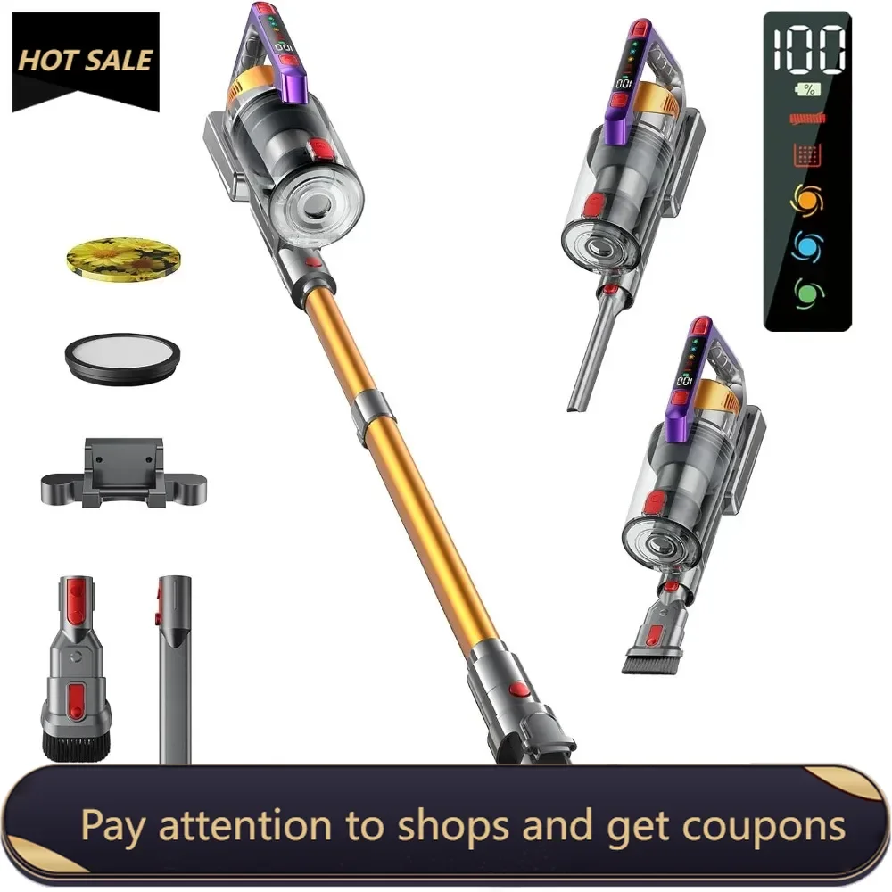 

Cordless Vacuum Cleaner, 550W/45KPA Self-Standing Vacuum Cleaners for Home，Max 60Mins Anti-Tangle Stick Vacuum with Aromatherapy