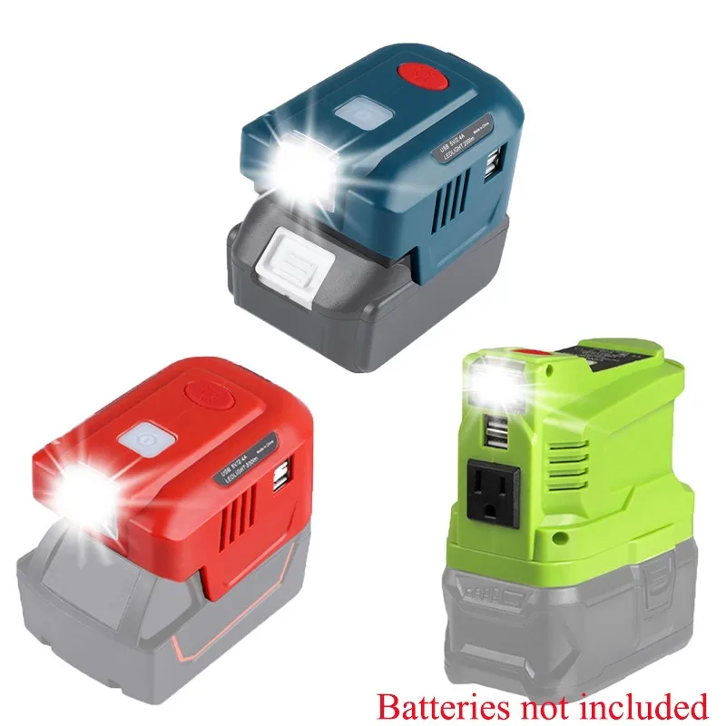 

Portable Inverters 110~120V 150W Power Supply Inverter Dual USB for Makita/DW/Milwaukee/Ryobi 18V Li-ion Battery with LED Light