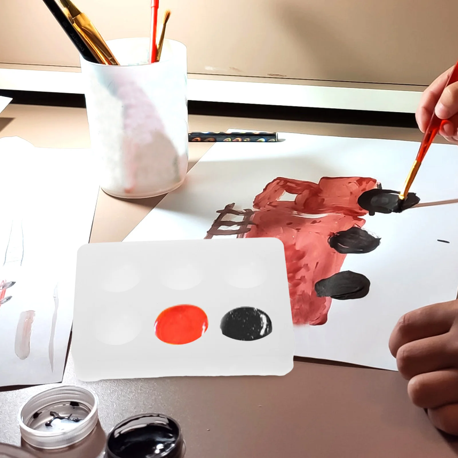 

Silicone Watercolor Palette Reusable Durable Empty Pigment Tray Compact Lightweight Art Painting Board For Chinese Calligraphy