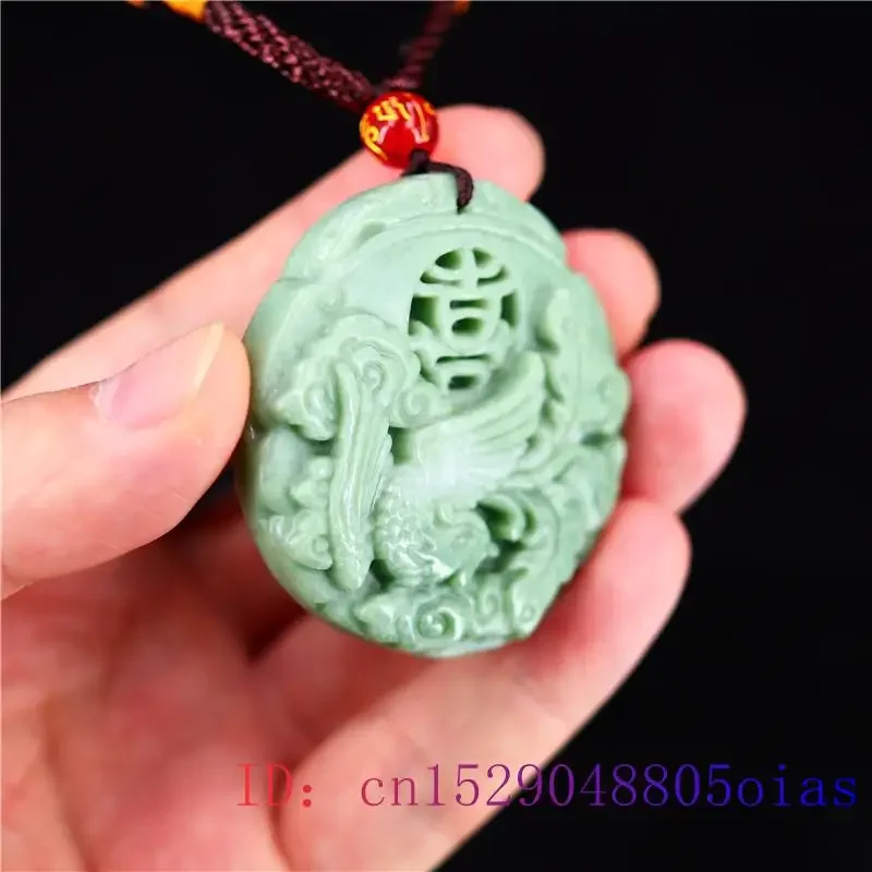 Jade Phoenix Pendant Necklace Jewelry Chinese Amulet Carved Fashion Women Charm Gifts Natural Accessories