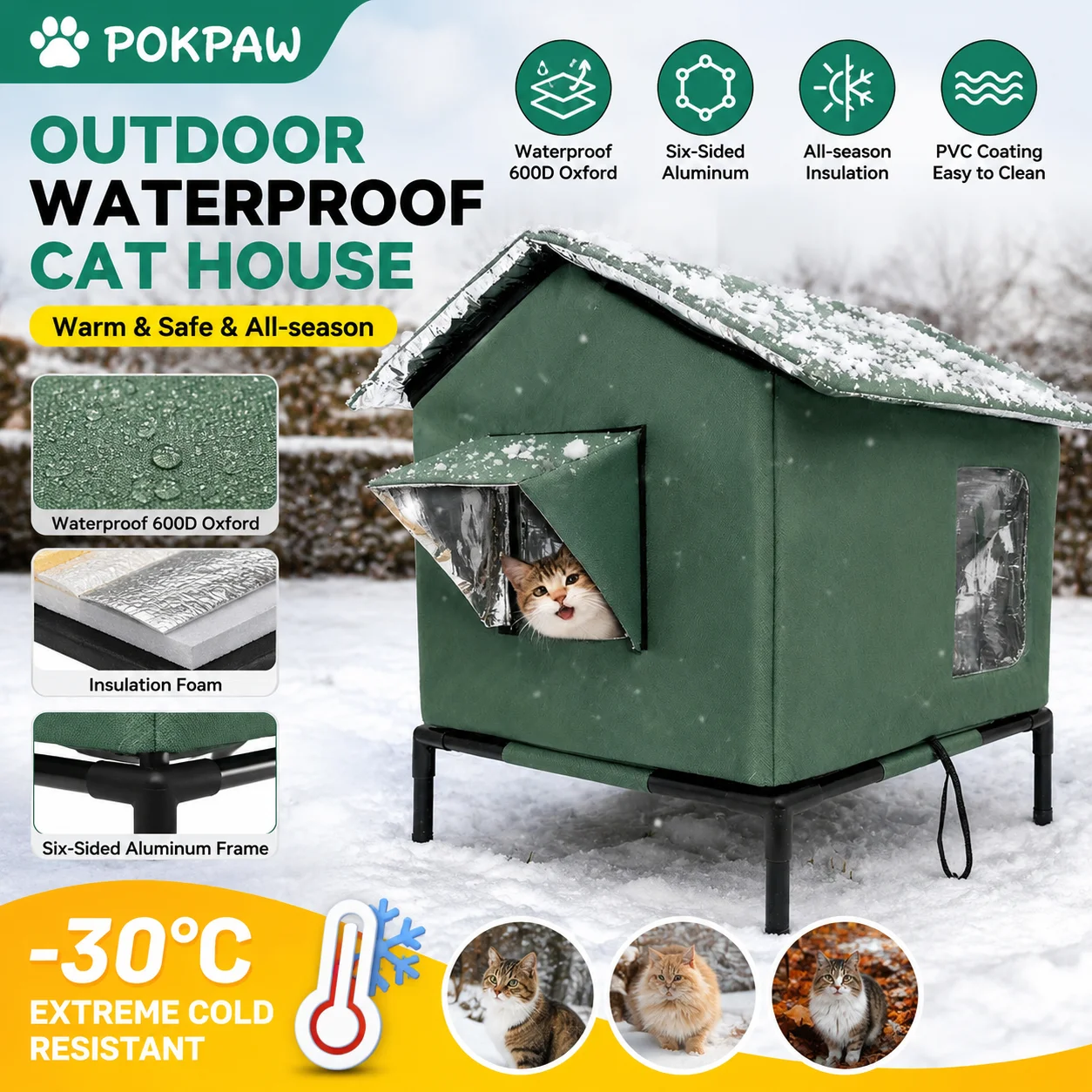 Outdoor Camping Dog Fence - Casa para Gatos POKPAW para Exterior,