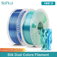 SUNLU 2KG Silk PLA Plus Dual Colors Filament 1KG 1.75mm Pla+ Rabinbow Dual Colors Neatly Wound 3D Filament for 3D Printer
