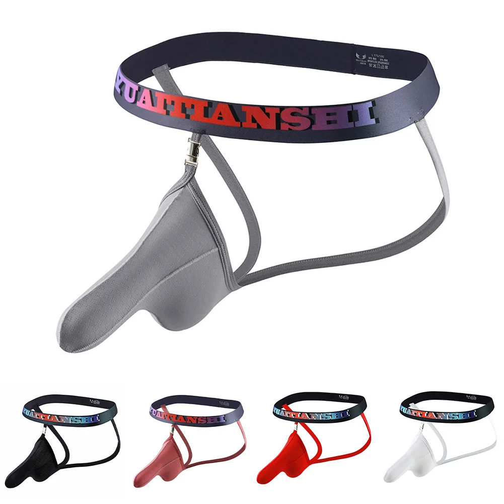 S تنفس الحقيبة سراويل الذكور مثير الملابس الداخلية للرجال أحزمة الوقاية طباعة g-سلسلة النمط الكلاسيكي نسيج خفيف الوزن #5